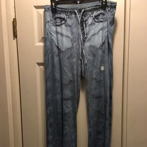 blue jean pajama pants